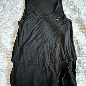 Latched Mama Black Layered Tank Top with Small Heart Detail
